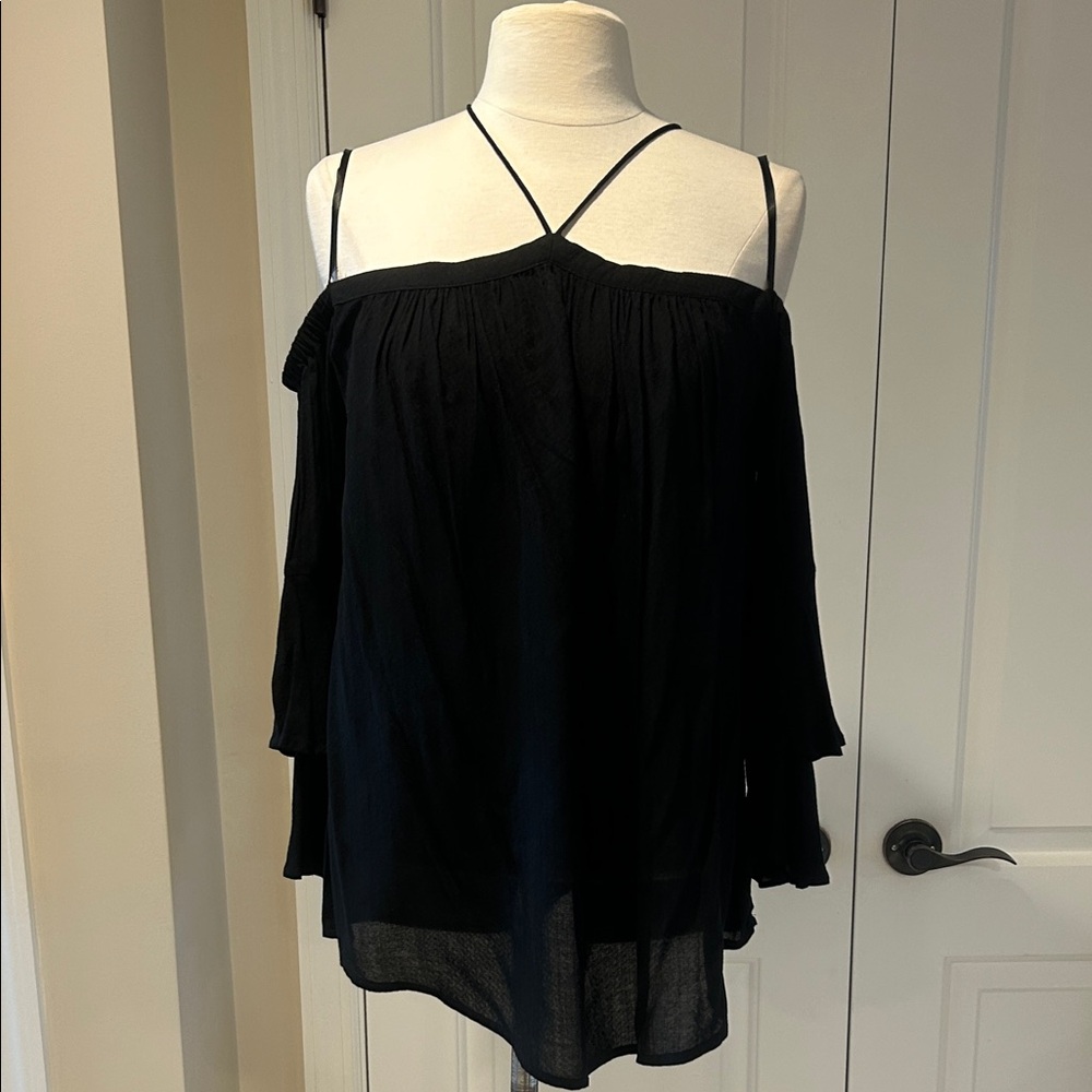 She + Sky Elegant Black Off-Shoulder Women's Top